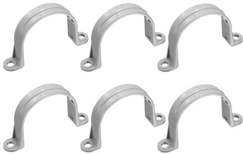 sourcing map 6Pcs 2 Inch PVC Pipe Straps, 2 Hole Conduit Pipe Clamps Supports, Mounting Bracket Clips for Cables and Tube Fittings, Gray