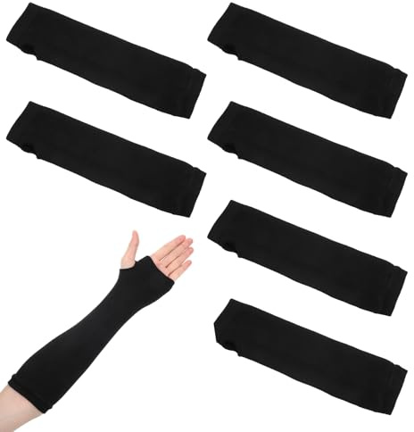 ValueBargain 6er-Pack Armstulpen, Arm Sleeve Fingerlos Kommt mit Daumenloch Elastische Kurzgipsabdeckungen, Waschbar Schutz für ArmDusche Bad Armlinge