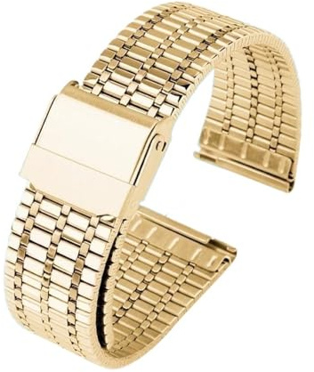 WTNZBAEM Universelle Uhrenkette aus Edelstahl, kompatibel mit Casio Amani Fossil Citizen, feinem Stahlarmband, wasserdichtes Armband(Gold,22mm)