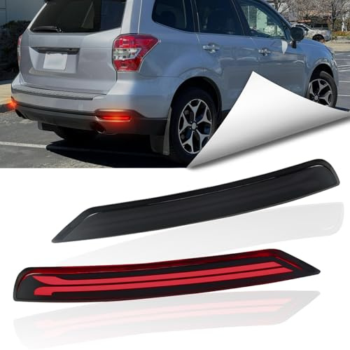 BINQIGOO Full LED Rear Bumper Reflector Lights Kit for Subaru Forester 2009-2018 Tail Lamp Brake Fog Lamps Daytime Running Light Turn Signal Lamp, Replacement Part for 84281SC000, 84281SC010 (Smoked)