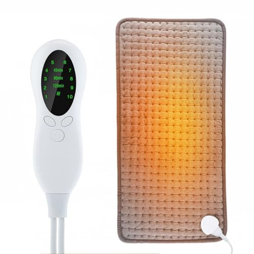 Heizkissen,Elektrisches Wärmekissen mit Automatischer Abschaltung und 10 Temperaturstufen,Heizkissen für Rücken,Nacken,Schulter,Bauch,Maschinenwaschbar,Grau (40 * 76 cm)