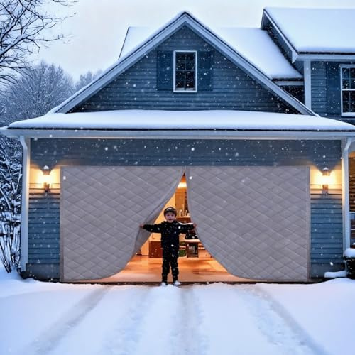 Kit D'isolation Pour Porte De Garage Moustiquaire Porte Fenetre Rideau De Portes Magnétique À Isolation Thermique Couverture D'd'Écran Pour Adapté À L'intérieur Et À L'extérieur(Gris,90 * 230CM)