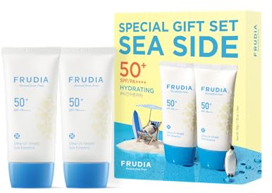FRUDIA Sea Side Sun Care Special Gift Set - Coffret cadeau protection solaire, hydratant, antioxydant et soin du visage complet