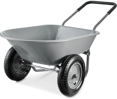 Chariot de brouette Utilitaire Domestique à Deux Roues avec Support intégré, Gris for Le Jardinage et la Construction de pelouse