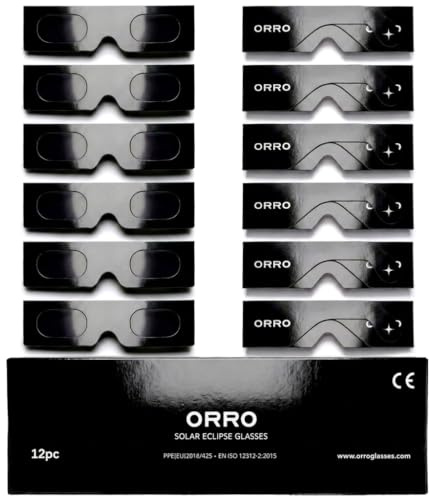 ORRO Solförmörkelseglasögon 45 mm, 2-/6-/12-pack, Passar Över Vanliga Glasögon, Certifierat Ögonskydd, Testade enligt EN ISO 12312-2:2015, CE-märkta - Edge Fit