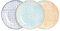 Nicola Spring Hand-Printed Dinner Plates - 25.5cm - 3 Colours - Pack of 6 - Porcelain Decorative Patterned Dining Dish Plates for Snacks, Starters, Dinner, Dessert