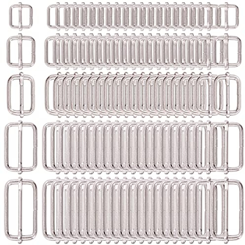 Swpeet - 50 hebillas de metal multiusos de bronce para cinturones, surtidas, 1,2, 1,6, 1,9, 2,5 y 3,1 cm