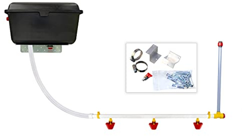 JOSTechnik automatische Hühnertränke - erweiterbar - Anschluss an Wasserleitung möglich - 8 Liter Wassertank - Stangenprofil 22 x 22 x 780 mm