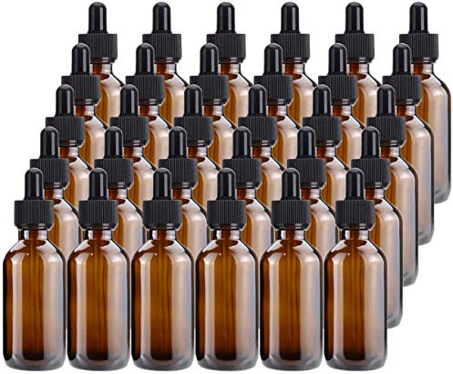 Lawei 30 Stück Pipettenflasche -60ml Braunglas Tropfflasche mit Glaspipette Braunglasflasche Apothekerflasche für Essential Öle Parfum Extrakte Liquid Dyes