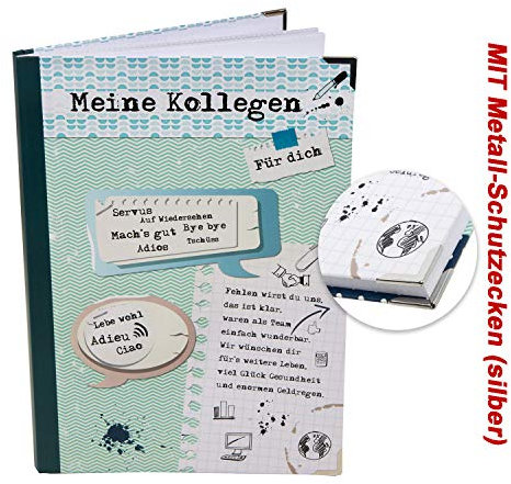 Logbuch-Verlag großes XXL Kollegenbuch zum Eintragen DIN A4 blau grün - Geschenk zum Abschied für Kollegen - Abschiedsgeschenk Rente