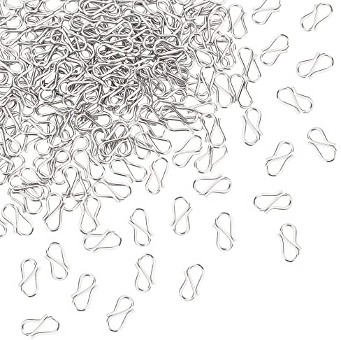 UNICRAFTALE 200 Stück S Haken Verschluss 304 Edelstahl Hakenverschlüsse Edelstahl Farbe S Haken Verschlüsse Halskette Verschlussverbinder S-Förmiger Haken Für Schmuckherstellung 12 mm Lang