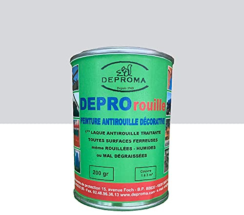DEPROMA | Peintures glycéro | fer antirouille métaux | 200gr | Protection contre la rouille | peinture ferronerie - Gris argenté - RAL 7035