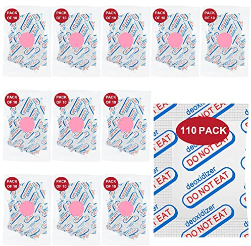 LinsKind Oxygen Absorbers for Food Storage, 100cc 110Pack FoodGrade Premium | Oxygen absorber, 10packs vac-sealed, For mylar bags, mason jars, canning, food preservation, long-term storage, w/ indicator
