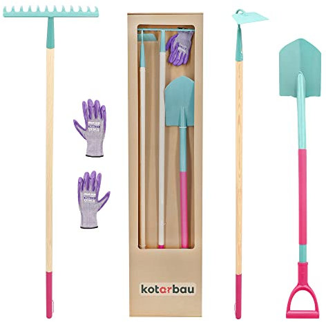 KOTARBAU® Kit d'outils de jardinage pour femme - Pioche pelle râteau et gants