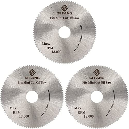 SI FANG 3 Stück 50 mm HSS Kreissägeblätter, passend für Mini-Gehrungs-Trennsäge, 5,1 cm x 100T x 0,95 cm Mini-Tischsägeblatt, HSS-Klinge, zum Schneiden von Zink-Buntglas, Holz, Kunststoff, Metall