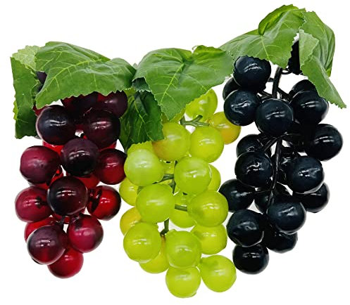 Woohome Artificial Grapes Set, 3 Pack Simulation Hanging Ornaments for Wedding Party Home Decoration Photo Props