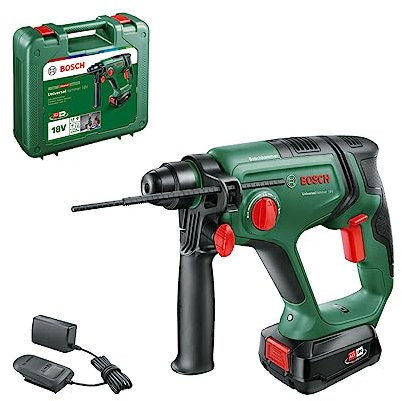 Bosch Martello perforatore a batteria UniversalHammer 18V (1 batteria da 2,5 Ah, 18 Volt System; foratura/foratura a percussione/scalpellatura; potenza del colpo da 2,0 J, SDS Plus)