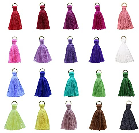 Zasvec Quasten Anhänger 100 Stück Bunt Quaste 3.5cm Mini Quasten Anhänger Troddel Quasten für Armbänder Schlüsselanhänger DIY Bastelzubehör