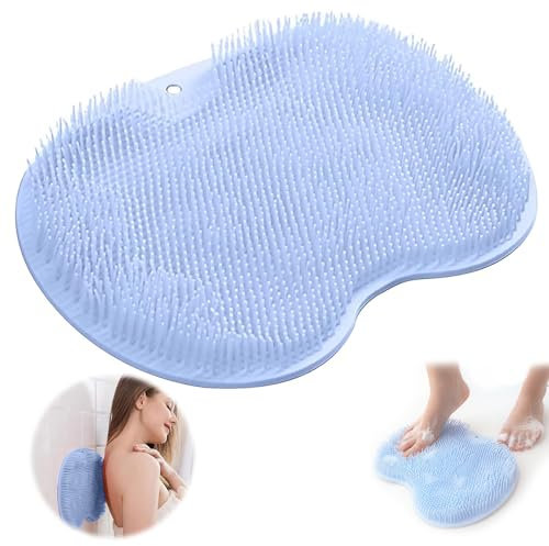 Brosse de massage pour la douche, Tapis de massage en silicone antidérapant pour les pieds et le dos de douche, Nettoyeur de pieds avec ventouses antidérapantes exfolie les peaux mortes