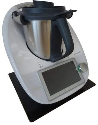 Gleitbrett aus Sicherheitsglas, extrem belastbar und langlebig. Ideal für den Thermomix. Mit 2 Teflon-Gleitern zum Bewegen und 2 Gummifüßen für stabilen Stand/MADE IN GERMANY (Schwarz)