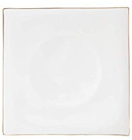 Vaisselle Assiettes à dîner blanches Assiettes en porcelaine à rebord doré Assiettes de service carrées Plats à déjeuner Repas en famille (Couleur : Blanc 10 pouces) little surprise