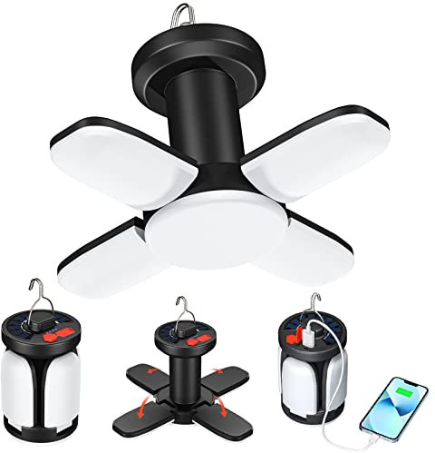 Olycism Lampada Campeggio LED Solare Ricaricabile USB Lanterna da Campeggio Portatile Luce 4500mAh 6 modalità SOS impermeabile USB ricaricabile da campeggio portatile per Campeggio Pesca Emergenza
