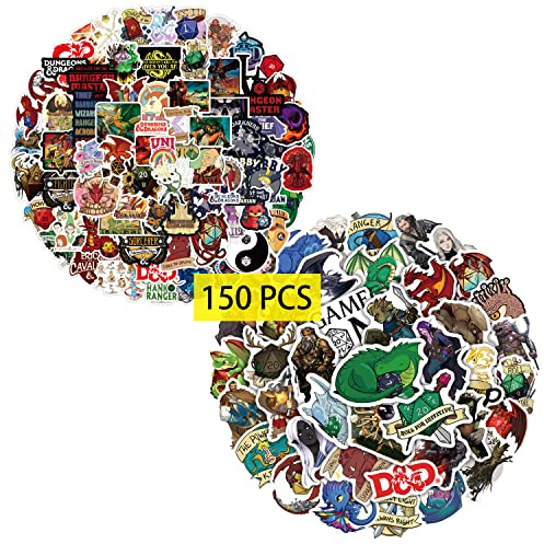 GTOTd DND Stickers (150Pcs) | Gifts Merch Table Role Play Game Party Supplies Vinyl Decor for Laptop Skateboard Guitar Luggage Water Bottle for Teens