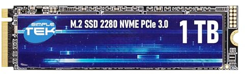 SIMPLETEK - SSD Interno M.2 NVME PCIe 3.0 2280 da 1TB (1000GB) 3D NAND | Ideale per PC Laptop Notebook Memory Vault e Compatibile con Mac