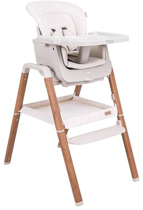Tutti Bambini Nova Highchair - 7-in-1 Portable High Chair, Baby Chair with Feeding Tray, Washable Seating & Travel Bag, Folding High Chairs for Babies (Scandinavian Walnut/Ecru)