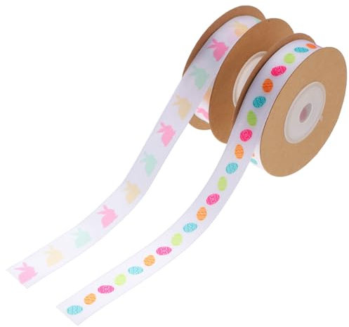 STOBOK 2rollen -dekorationsband -eier Kaninchen Druck Hochwertiges Bastelband Für Geschenkverpackungen Frühlingsfeste Und Handwerksprojekte
