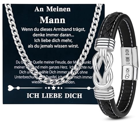 Merclix Ich Liebe Dich Geschenke für Männer/Papa/Opa Geschenk lederarmband Herren Geschenk papa/Ehemann Weihnachten/Valentinstag/Vatertagsgeschenke