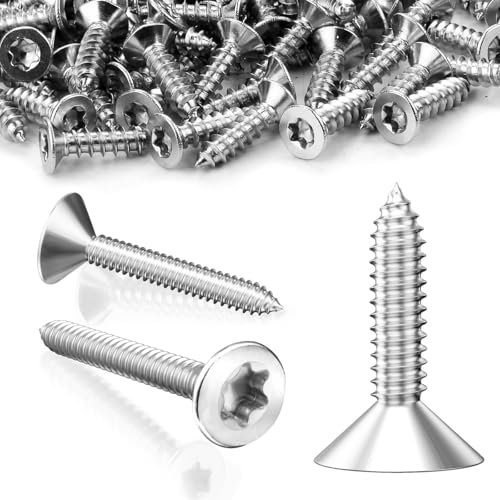 SWTYExt M4 Holzschrauben Torx 120 Stück Torx Schrauben 4x20mm Spanplattenschrauben Edelstahl V2A Selbstschneidende Holz Blechschrauben Senkkopf Schrauben Vollgewinde für Befestigungselemente
