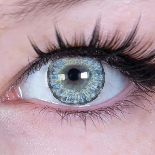 Farbige Kontaktlinsen Halloween Rot vampir, 2 Stück (1 Paar), Ohne Sehstärke, leicht einzusetzende rote Linsen, 2 x farbige Kontaktlinse für Cosplay, Karneval, Fasching, Anime (Blue)