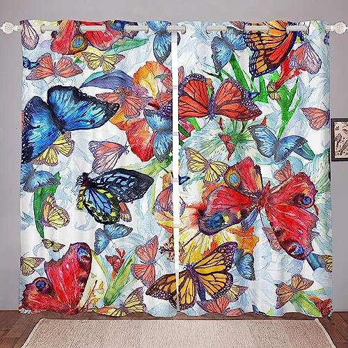 Schattierung Vorhänge Schöner Schmetterling 3D Druck 2Er Set Isolierung Schalldichte Kinder Gardinen Blickdicht Mit Ösen Vorhang Fenster Für Wohnzimmer Schlafzimmer Balkon 2 X 85 X 200 Cm -8U0T0K2H9E7