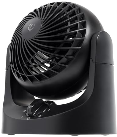 IRIS USA WOOZOO Mini Desk Fan, Air Circulator, 3 Speeds, 32ft Max Air Distance, 108ft² Coverage, 112° Adjustable Vertical Tilt, 27db Quiet Motor, Small Fan for Bedroom, Office, Dorm, Black (HE10N)