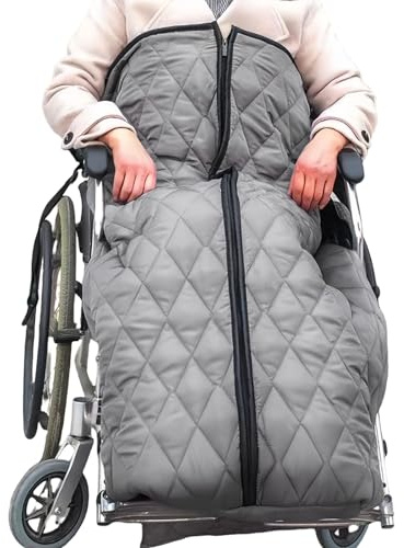 Rollstuhldecke, 130×130 cm Dicker Plüsch Decke für Rollstuhl, Grau Winter Rollstuhl Schlupfsack, Schlupfsack für Rohlstuhlfahrer für Rollstühle, Erwachsene Winddichte Decke Universelle Passform