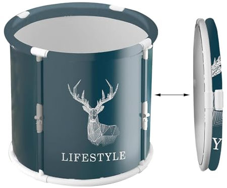 Bañera portátil,Tina portátil para ducha,Piscina de inmersión plegable con forma de barril de hielo | Bañera independiente para exteriores, bañera de SPA fría para atletas, bañera plegable para baño c