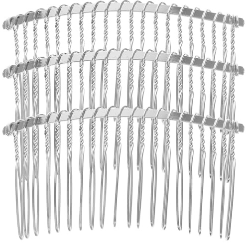 Minkissy 3Pcs Metal Wedding Hair Comb 20 Teeth Bridal Veil Comb 3.15In Silver for Women Girls Wedding Veil Diy Hair Accessories