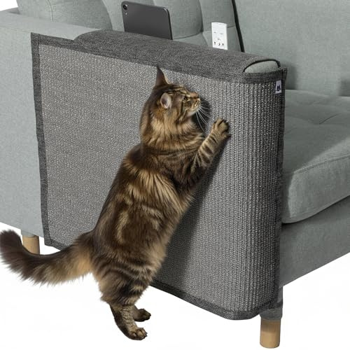 The Cat Ladies Cat Scratch Furniture Protector - 2-in-1 Side Anti Scratch Couch Protector - Adjustable Furniture Protectors from Cats Scratching - Sisal Couch Corner Guard Scratcher - Dark Grey