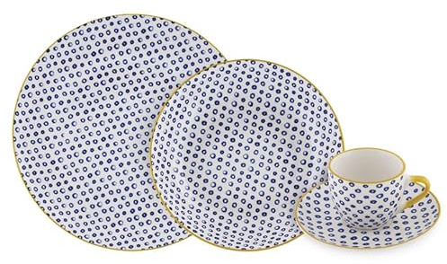 Villa Altachiara Set Piatti 6 Persone Con Tazze, Servizio Piatti 24 Pezzi, In Porcellana, Piatti Piani 26 Cm + Piatti Fondi 21 Cm + Tazzine Da Caffè, Adatti A Microonde E Lavastoviglie, Linea Furore