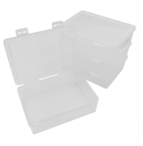 WYAN 4pcs A5 Cajas Almacenaje Plastico, Caja Almacenaje con Tapa, Cajas Organizadoras, para el Hogar, Oficina, Escuela para Almacenar Archivos, Revistas, Joyería, Artículos Pequeños, Piezas Pequeñas