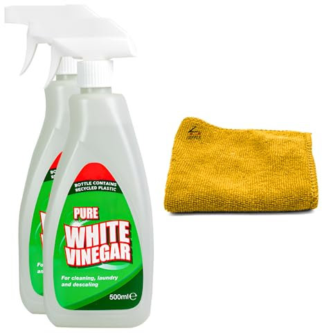 Zopper 2 x 500ml White Vinegar Cleaning Spray for Cleaning With Microfiber Cloth Distilled Living Room, Bathroom, & Kitchen Cleaner Spray