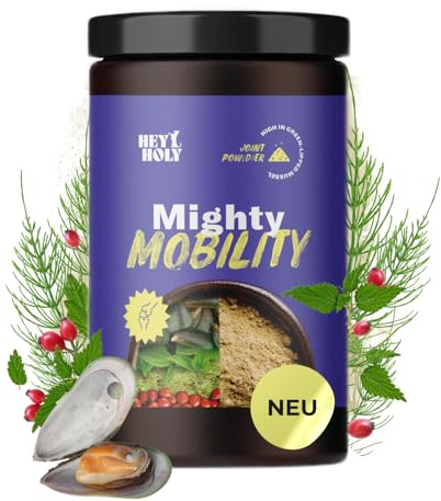 HEY HOLY Premium Gelenkpulver Hunde Mighty Mobility | Grünlippmuschel Hund | Gelenk- & Knochenschutz für Hunde 200 g | Unterstützt bei Gelenkschmerzen & Präventiv | Alternative zu Gelenktabletten