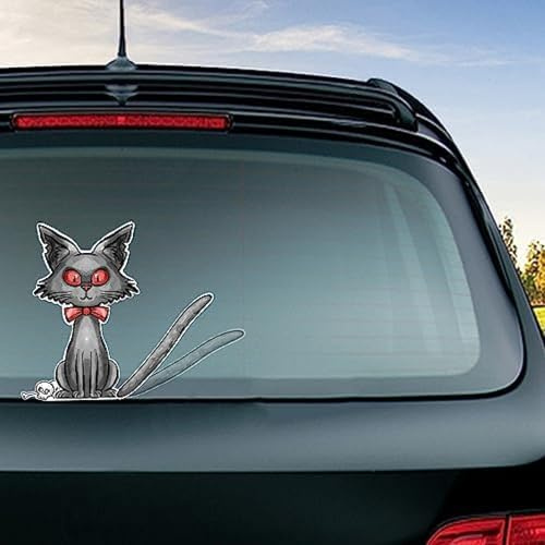 ZCHZCS Halloween Rear Wiper Decal Horror Cat Window Stickers,Double Sided Printing Funny Cat Moving Tail Wiper Decals Rear Windshield Window Wiper Decals Tags For Rear Vehicle Wipers (Black Cat)