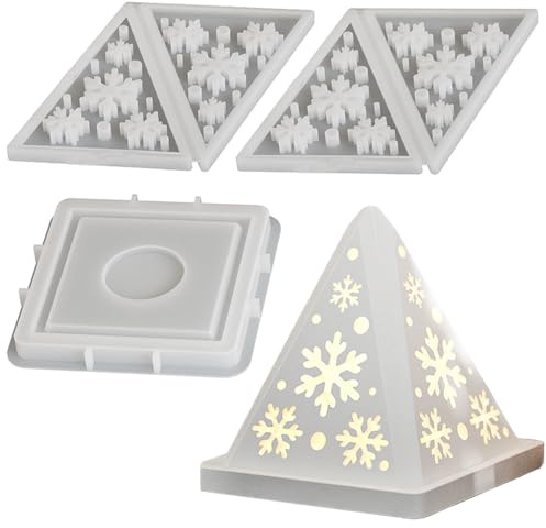 Junhui Silikonformen Gießformen Häuser, Silikonform Weihnachten, 3D Schneeflocken Kerzenhalter Silikonform, DIY Haus Gießform Haus Gips Zum Gießen Giessformen