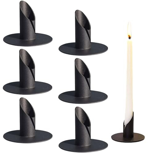Kerzenständer, 6 Stück 2,2cm Candlelight Dinner Kerzenhalter, Tischkerzenständer, Kommunion Kerze, Taufkerzenständer, für Hochzeiten, Bankette, Schwarz