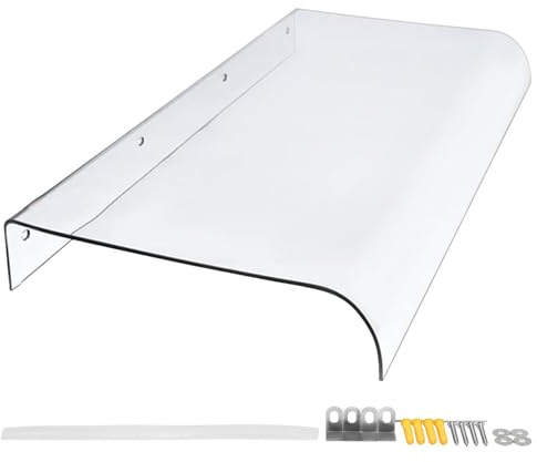 Clear Fixed Patio Awning Waterproof Polycarbonate Roof UV-Resistant Outdoor Canopy Wall-Mounted Sun and Rain Protection Shelter for Porch, Balcony, Garden, Deck