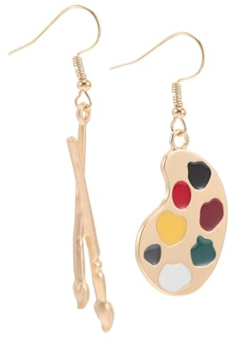 LALADEFIEE Boucles Oreilles Palette et Pinceau Vintage pour Artistes Femmes Bijoux Asymétriques Peinture Créatifs Accessoires Mode Polyvalents