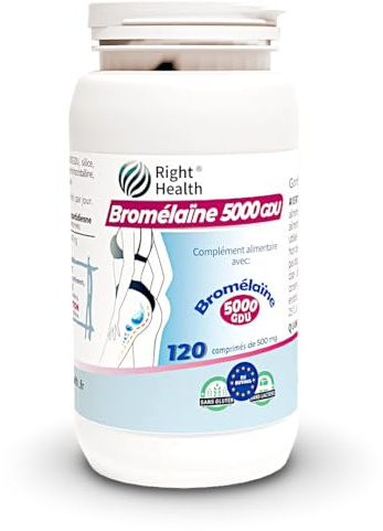 BROMÉLAÏNE 5000 GDU. 120 Comprimés Haute Dose Avec Bromélaïne Pure. Supplément Bromélaïne Extrait Ananas. Draineur Puissant. Drainant Minceur Diurétique Naturel rétention d’eau, anticellulite digestif