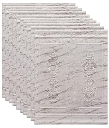 PVC-Wandpaneele 27.6x35.4 10 Stück Selbstklebend Hohe Zähigkeit 3D-relief Geruchlos Wasserdicht Wandpaneele Geeignet für Wohnzimmer Küche Akustikpaneele
